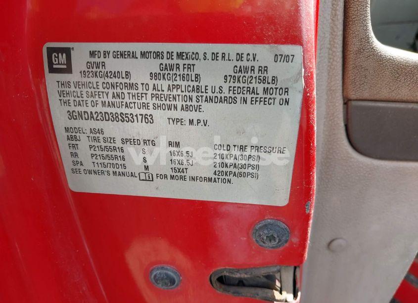 Photo 9 of 2008 Chevrolet Hhr LT (VIN 3GNDA23D38S531763)