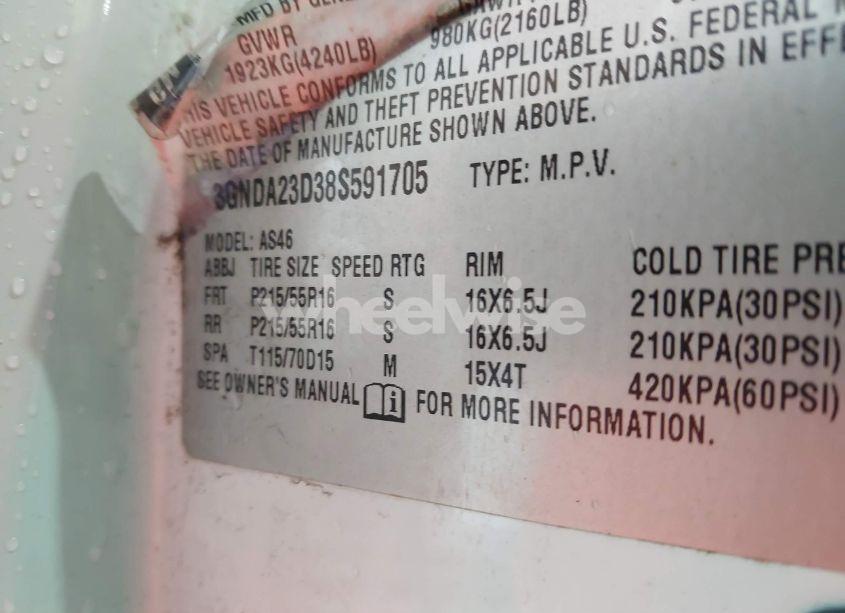 Photo 9 of 2008 Chevrolet Hhr LT (VIN 3GNDA23D38S591705)