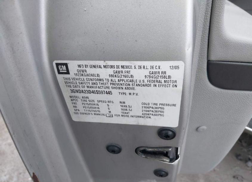 Photo 9 of 2006 Chevrolet Hhr LT (VIN 3GNDA23D46S597445)