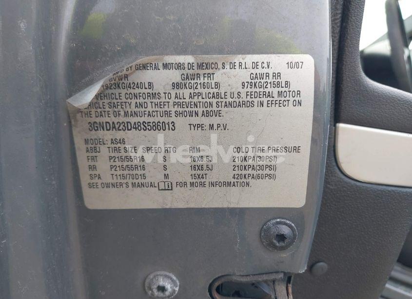 Photo 9 of 2008 Chevrolet Hhr LT (VIN 3GNDA23D48S586013)