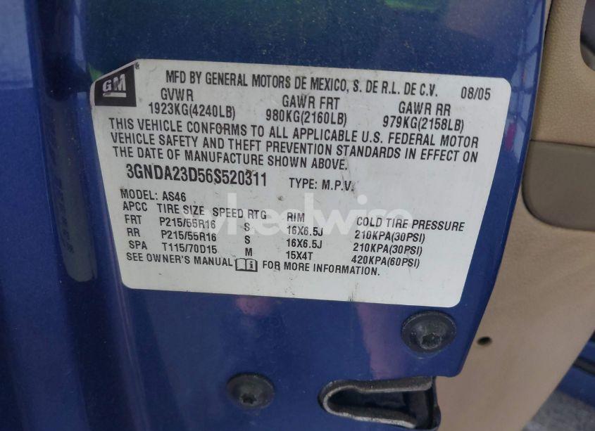 Photo 9 of 2006 Chevrolet Hhr LT (VIN 3GNDA23D56S520311)