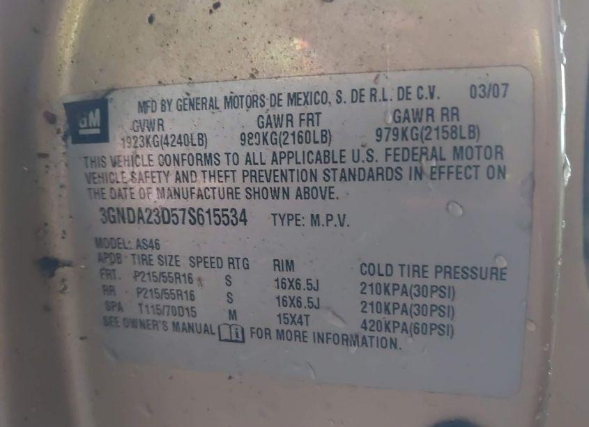 Photo 9 of 2007 Chevrolet Hhr LT (VIN 3GNDA23D57S615534)