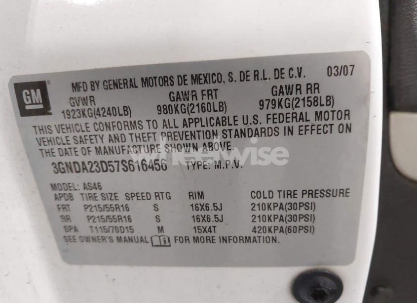 Photo 9 of 2007 Chevrolet Hhr LT (VIN 3GNDA23D57S616456)