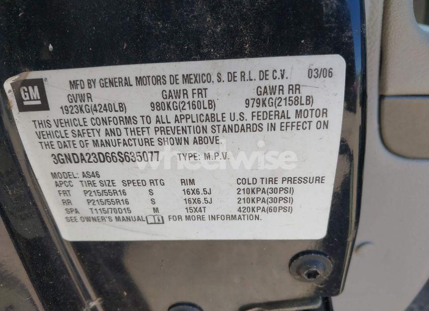 Photo 9 of 2006 Chevrolet Hhr LT (VIN 3GNDA23D66S635077)