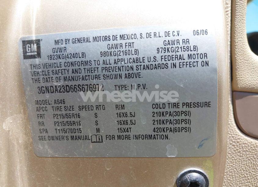 Photo 9 of 2006 Chevrolet Hhr LT (VIN 3GNDA23D66S676972)