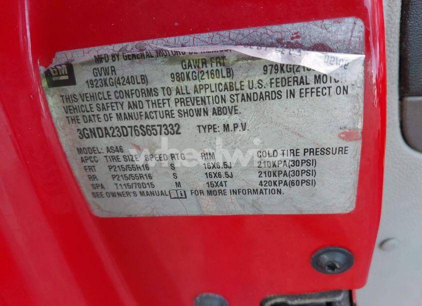 Photo 9 of 2006 Chevrolet Hhr LT (VIN 3GNDA23D76S657332)