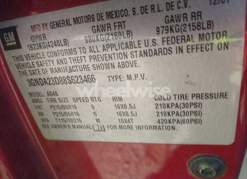 Photo 9 of 2008 Chevrolet Hhr LT (VIN 3GNDA23D88S623466)