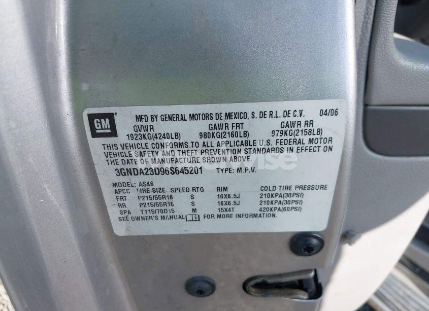 Photo 9 of 2006 Chevrolet Hhr LT (VIN 3GNDA23D96S645201)