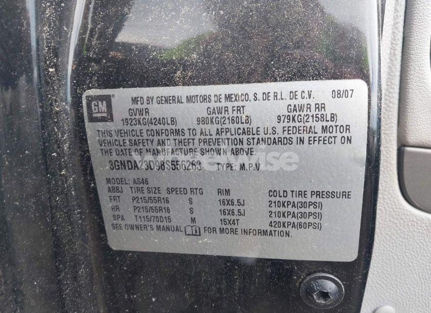 Photo 9 of 2008 Chevrolet Hhr LT (VIN 3GNDA23D98S556263)