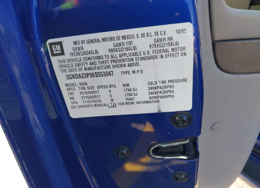 Photo 9 of 2006 Chevrolet Hhr LT (VIN 3GNDA23P06S553047)