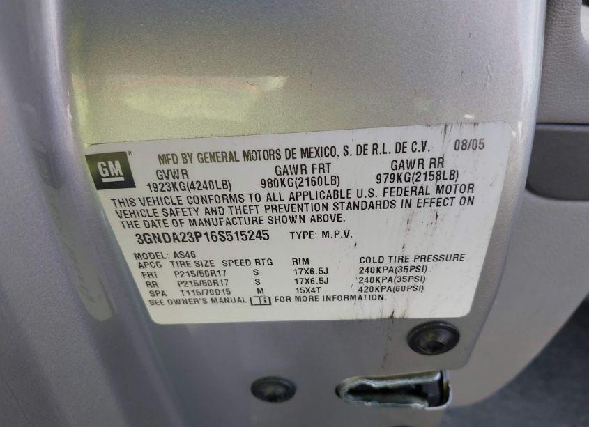 Photo 9 of 2006 Chevrolet Hhr LT (VIN 3GNDA23P16S515245)