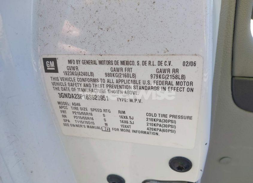 Photo 9 of 2006 Chevrolet Hhr LT (VIN 3GNDA23P16S620951)