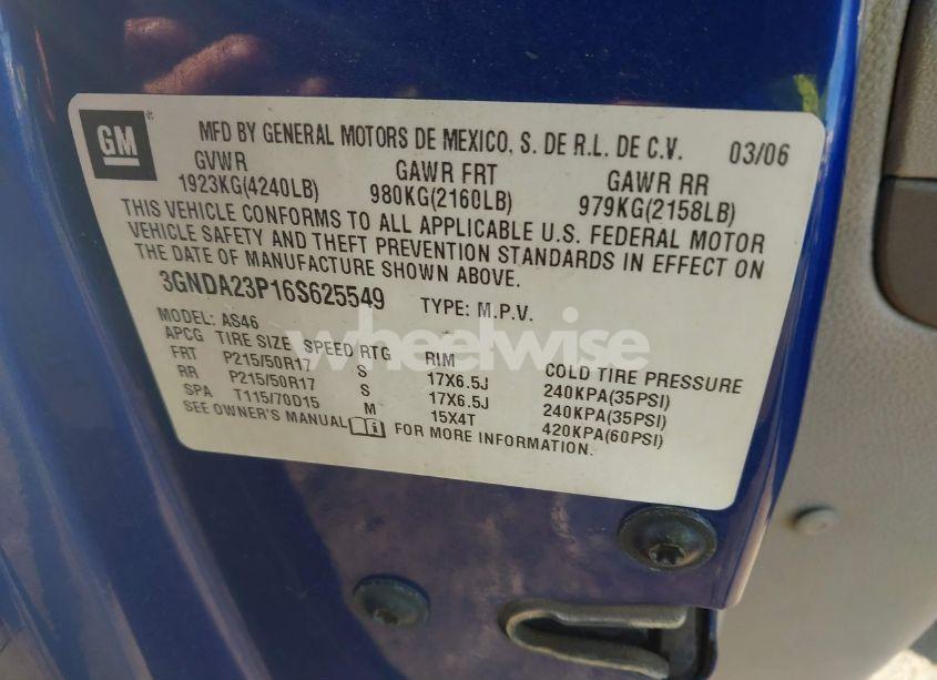 Photo 9 of 2006 Chevrolet Hhr LT (VIN 3GNDA23P16S625549)