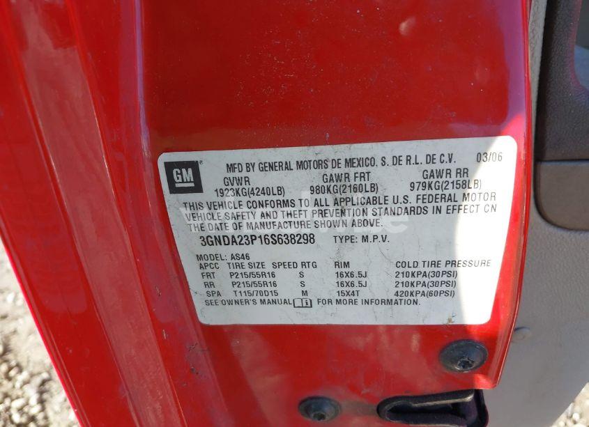 Photo 9 of 2006 Chevrolet Hhr LT (VIN 3GNDA23P16S638298)