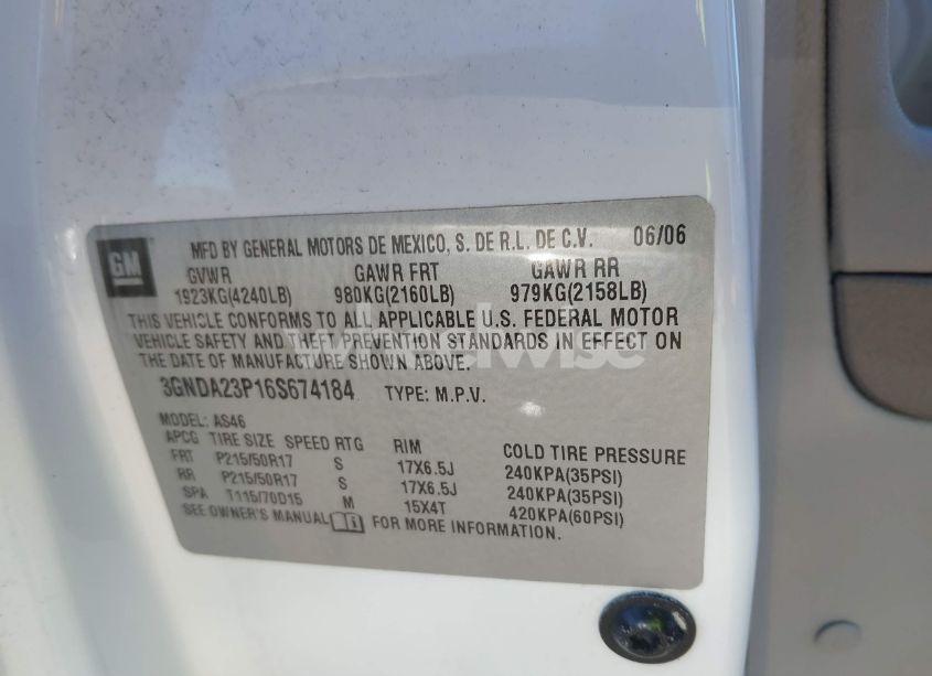 Photo 9 of 2006 Chevrolet Hhr LT (VIN 3GNDA23P16S674184)