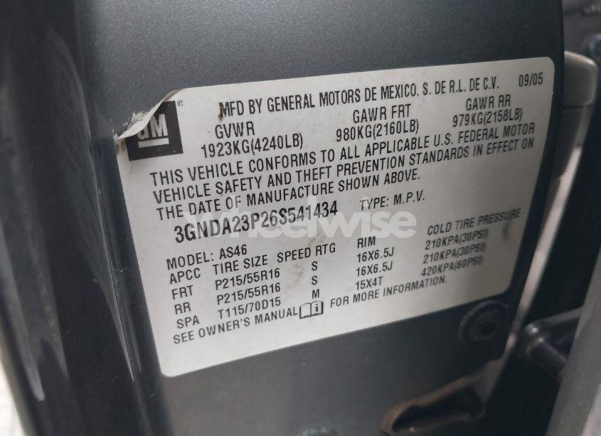 Photo 9 of 2006 Chevrolet Hhr LT (VIN 3GNDA23P26S541434)