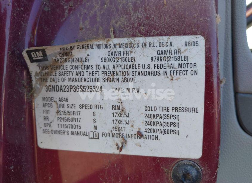 Photo 9 of 2006 Chevrolet Hhr LT (VIN 3GNDA23P36S525324)