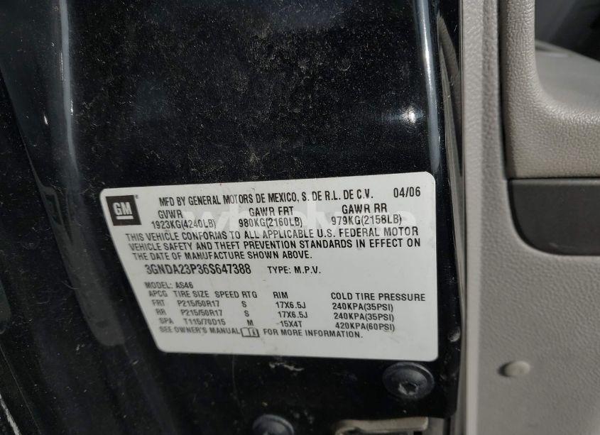 Photo 9 of 2006 Chevrolet Hhr LT (VIN 3GNDA23P36S647388)