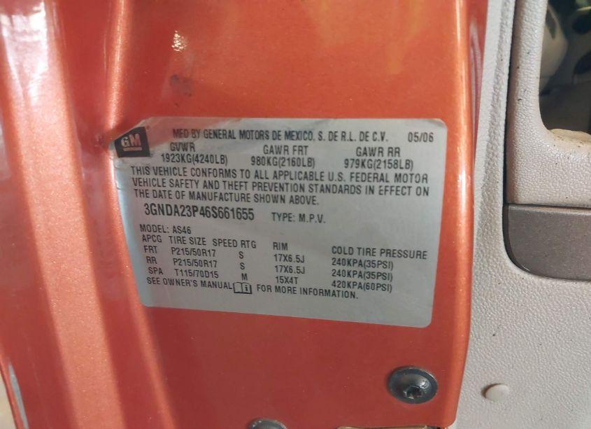 Photo 9 of 2006 Chevrolet Hhr LT (VIN 3GNDA23P46S661655)