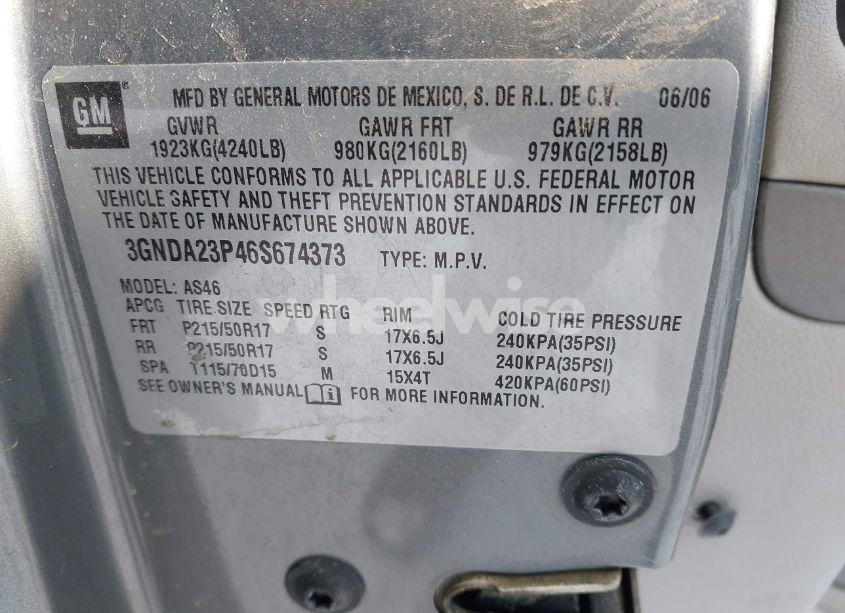 Photo 9 of 2006 Chevrolet Hhr LT (VIN 3GNDA23P46S674373)