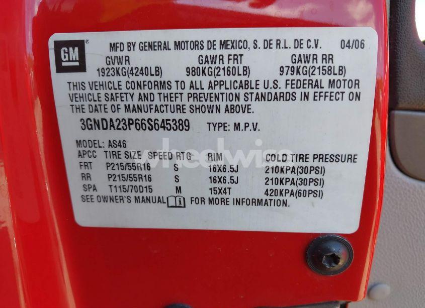 Photo 9 of 2006 Chevrolet Hhr LT (VIN 3GNDA23P66S645389)