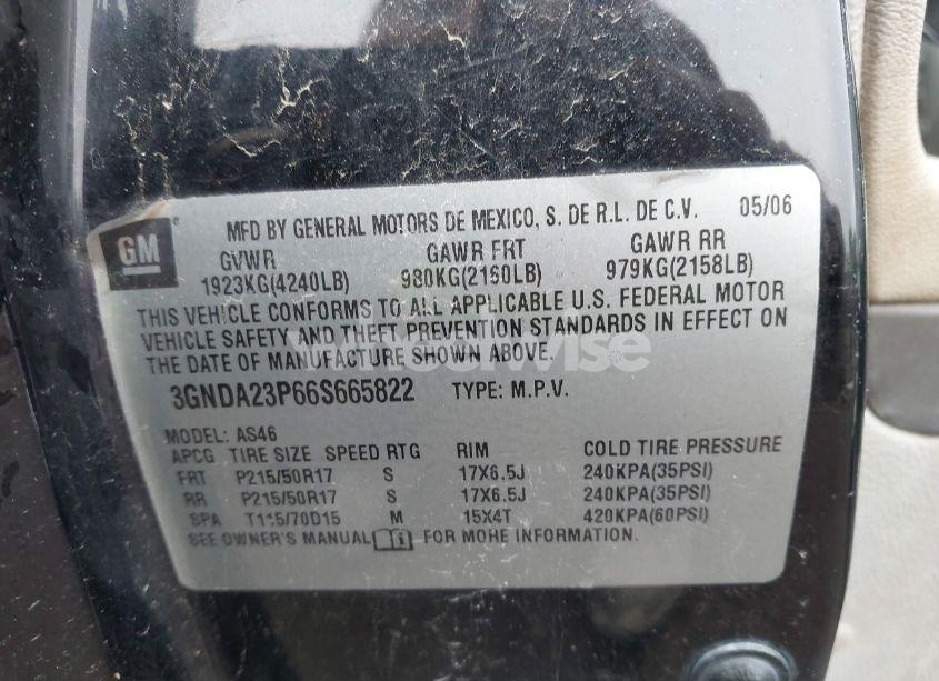 Photo 9 of 2006 Chevrolet Hhr LT (VIN 3GNDA23P66S665822)