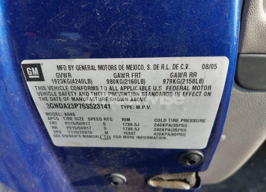 Photo 9 of 2006 Chevrolet Hhr LT (VIN 3GNDA23P76S523141)