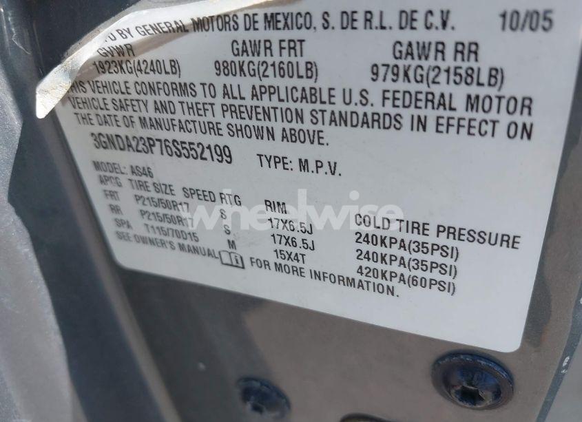 Photo 9 of 2006 Chevrolet Hhr LT (VIN 3GNDA23P76S552199)