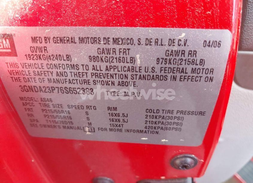 Photo 9 of 2006 Chevrolet Hhr LT (VIN 3GNDA23P76S652383)