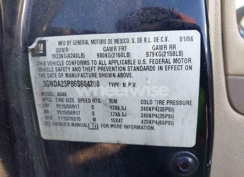 Photo 9 of 2006 Chevrolet Hhr LT (VIN 3GNDA23P86S604200)