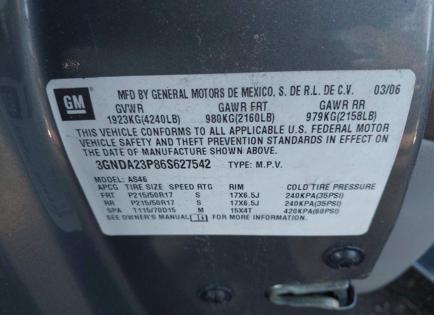 Photo 9 of 2006 Chevrolet Hhr LT (VIN 3GNDA23P86S627542)