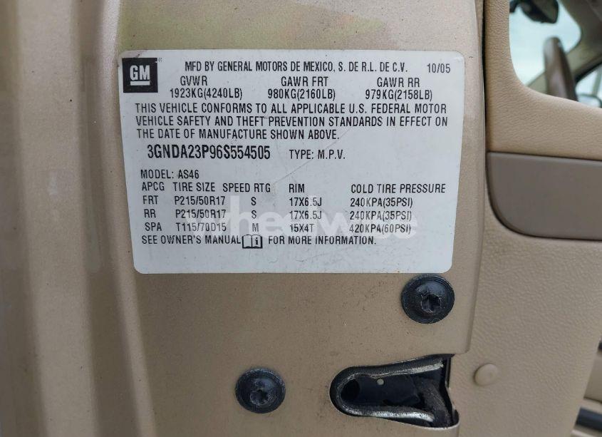 Photo 9 of 2006 Chevrolet Hhr LT (VIN 3GNDA23P96S554505)