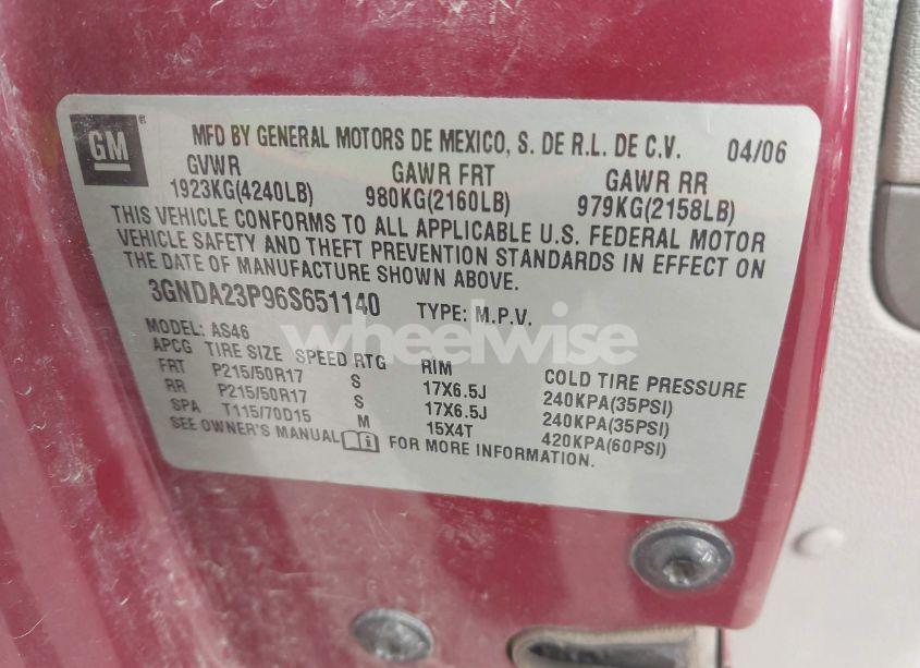 Photo 9 of 2006 Chevrolet Hhr LT (VIN 3GNDA23P96S651140)