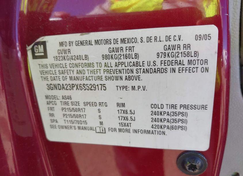 Photo 9 of 2006 Chevrolet Hhr LT (VIN 3GNDA23PX6S529175)