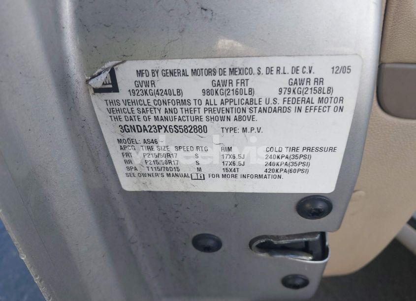 Photo 9 of 2006 Chevrolet Hhr LT (VIN 3GNDA23PX6S582880)