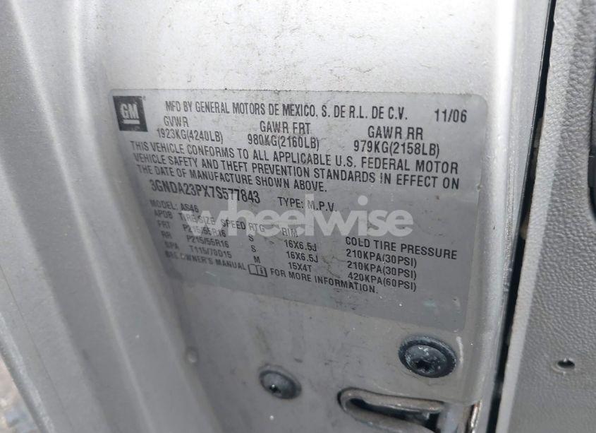 Photo 9 of 2007 Chevrolet Hhr LT (VIN 3GNDA23PX7S577843)