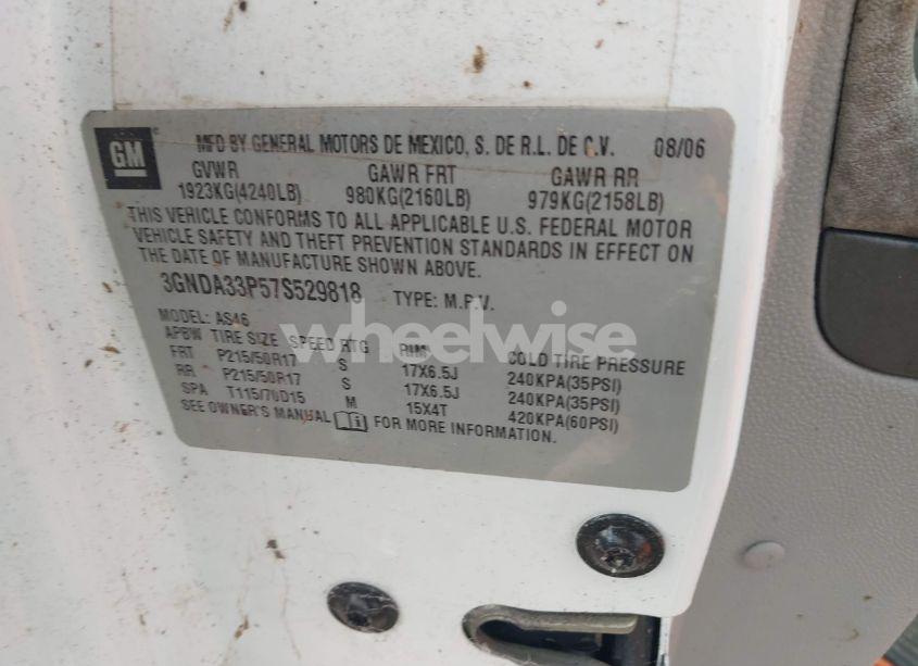 Photo 9 of 2007 Chevrolet Hhr LT (VIN 3GNDA33P57S529818)