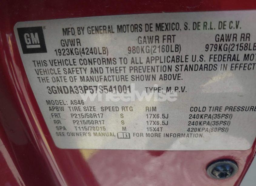 Photo 9 of 2007 Chevrolet Hhr LT (VIN 3GNDA33P57S541001)