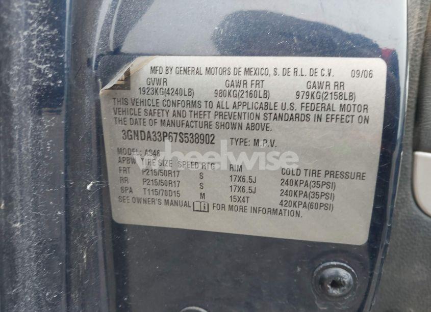 Photo 9 of 2007 Chevrolet Hhr LT (VIN 3GNDA33P67S538902)