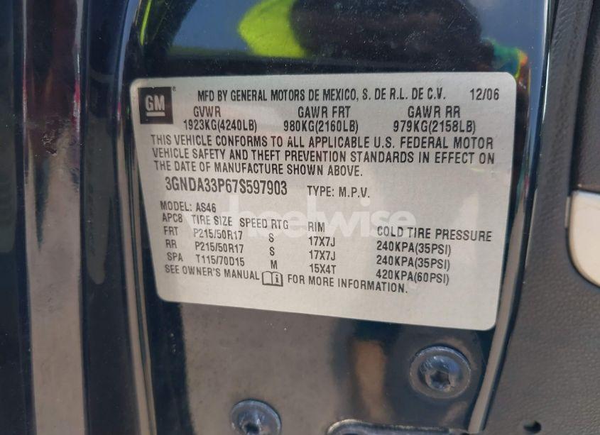 Photo 9 of 2007 Chevrolet Hhr LT (VIN 3GNDA33P67S597903)