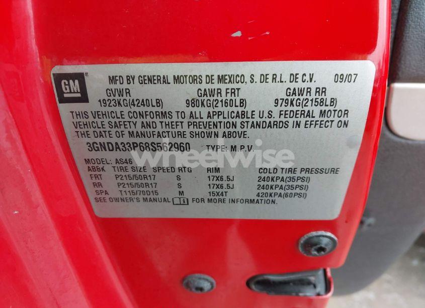 Photo 9 of 2008 Chevrolet Hhr LT (VIN 3GNDA33P68S562960)