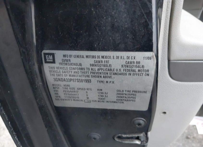 Photo 9 of 2007 Chevrolet Hhr LT (VIN 3GNDA33P87S581993)