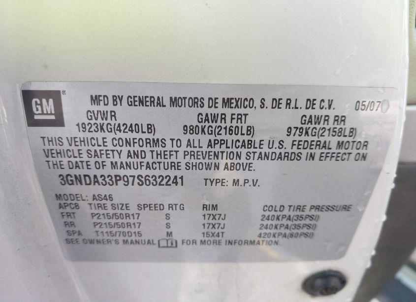 Photo 9 of 2007 Chevrolet Hhr LT (VIN 3GNDA33P97S632241)