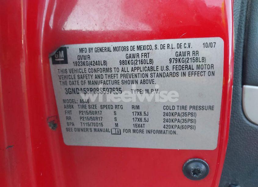 Photo 9 of 2008 Chevrolet Hhr LT (VIN 3GNDA53P08S597635)