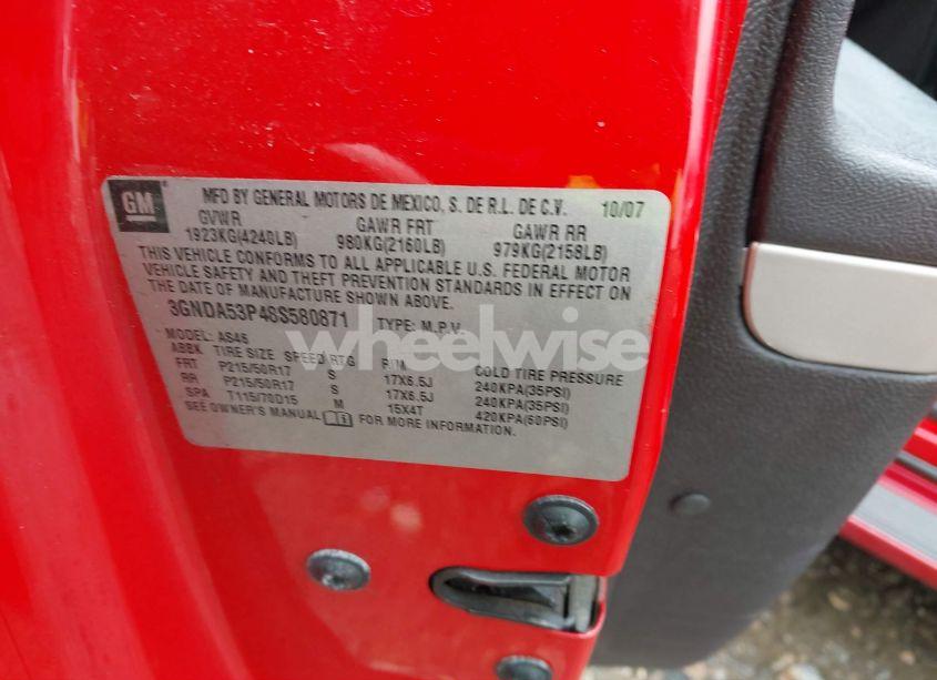 Photo 9 of 2008 Chevrolet Hhr LT (VIN 3GNDA53P48S580871)