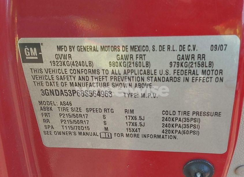 Photo 9 of 2008 Chevrolet Hhr LT (VIN 3GNDA53P68S564963)