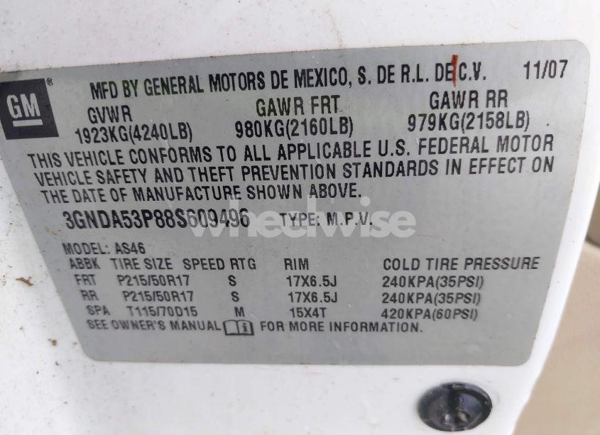 Photo 9 of 2008 Chevrolet Hhr LT (VIN 3GNDA53P88S609496)