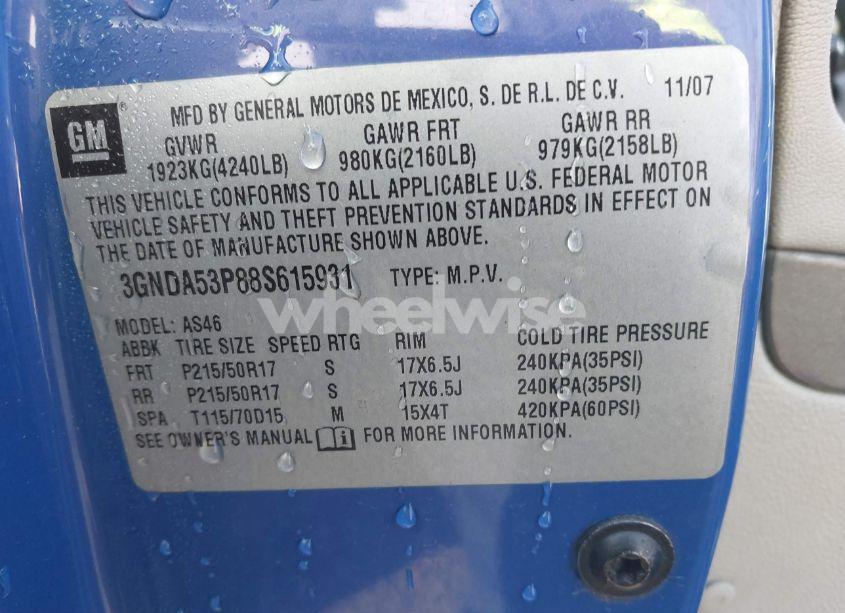 Photo 9 of 2008 Chevrolet Hhr LT (VIN 3GNDA53P88S615931)