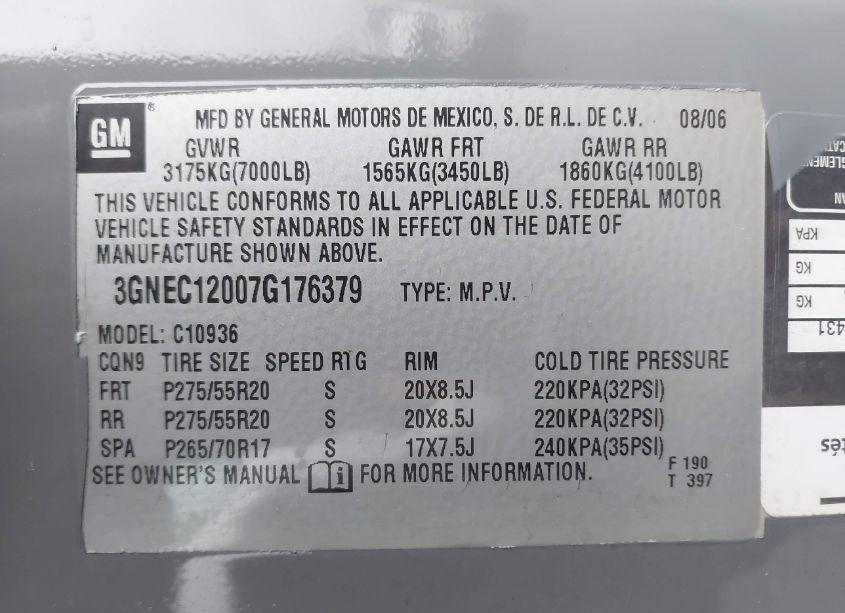 Photo 9 of 2007 Chevrolet Avalanche 1500 LTZ (VIN 3GNEC12007G176379)