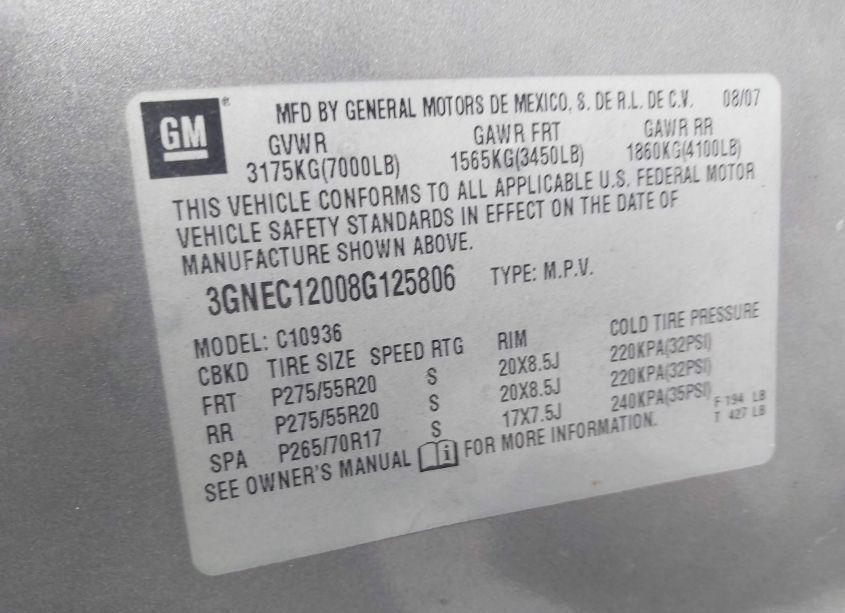 Photo 9 of 2008 Chevrolet Avalanche 1500 LT (VIN 3GNEC12008G125806)